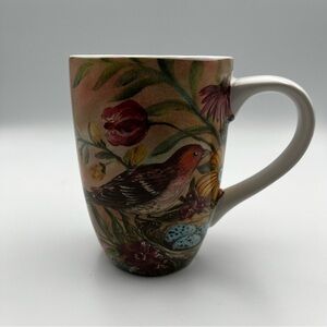 Nature-Inspired Ceramic Mug with Bird and Floral Design